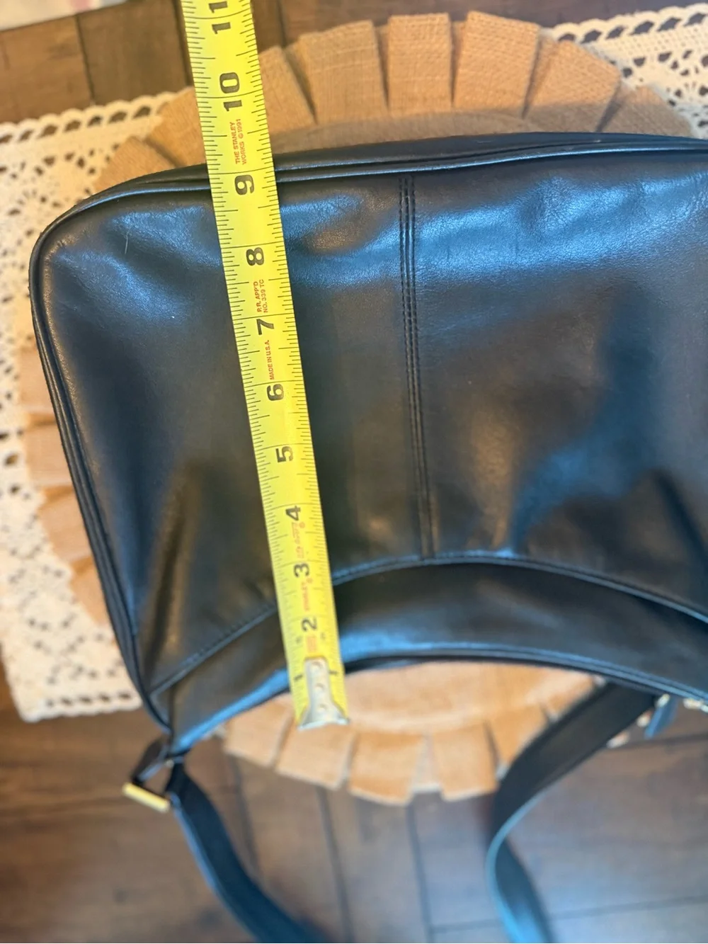 Vintage Etienne Aigner Black Leather Messenger Bag with Gold Logo